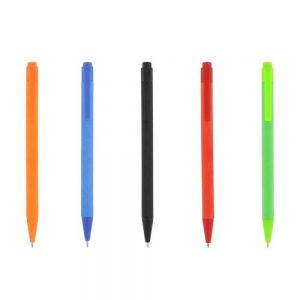 Bolígrafo de cartón de colores con clip de plástico.